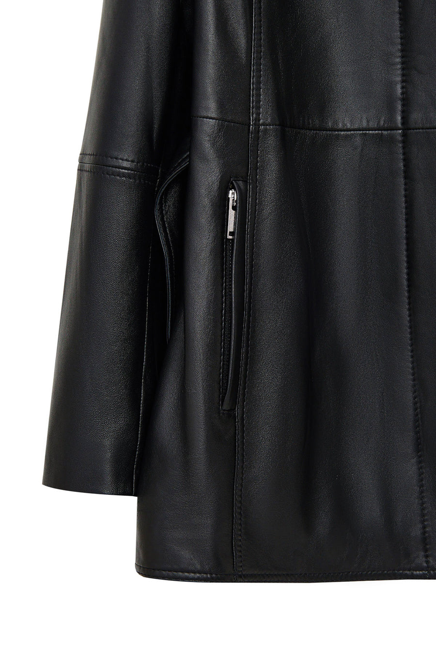 Cordelia Woman Black Belt Detailed Shirt Collar Leather Coat