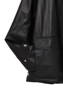 Fancy Kadın Siyah Devrik Yaka Oversize Deri Mont | Derimod