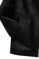 Diana Kadın Siyah Yaka Kürklü Oversize Deri Mont | Derimod