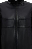 Diana Kadın Siyah Yaka Kürklü Oversize Deri Mont | Derimod