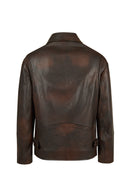 Garcia Kadın Kahverengi Gömlek Yaka Oversize Deri Ceket | Derimod