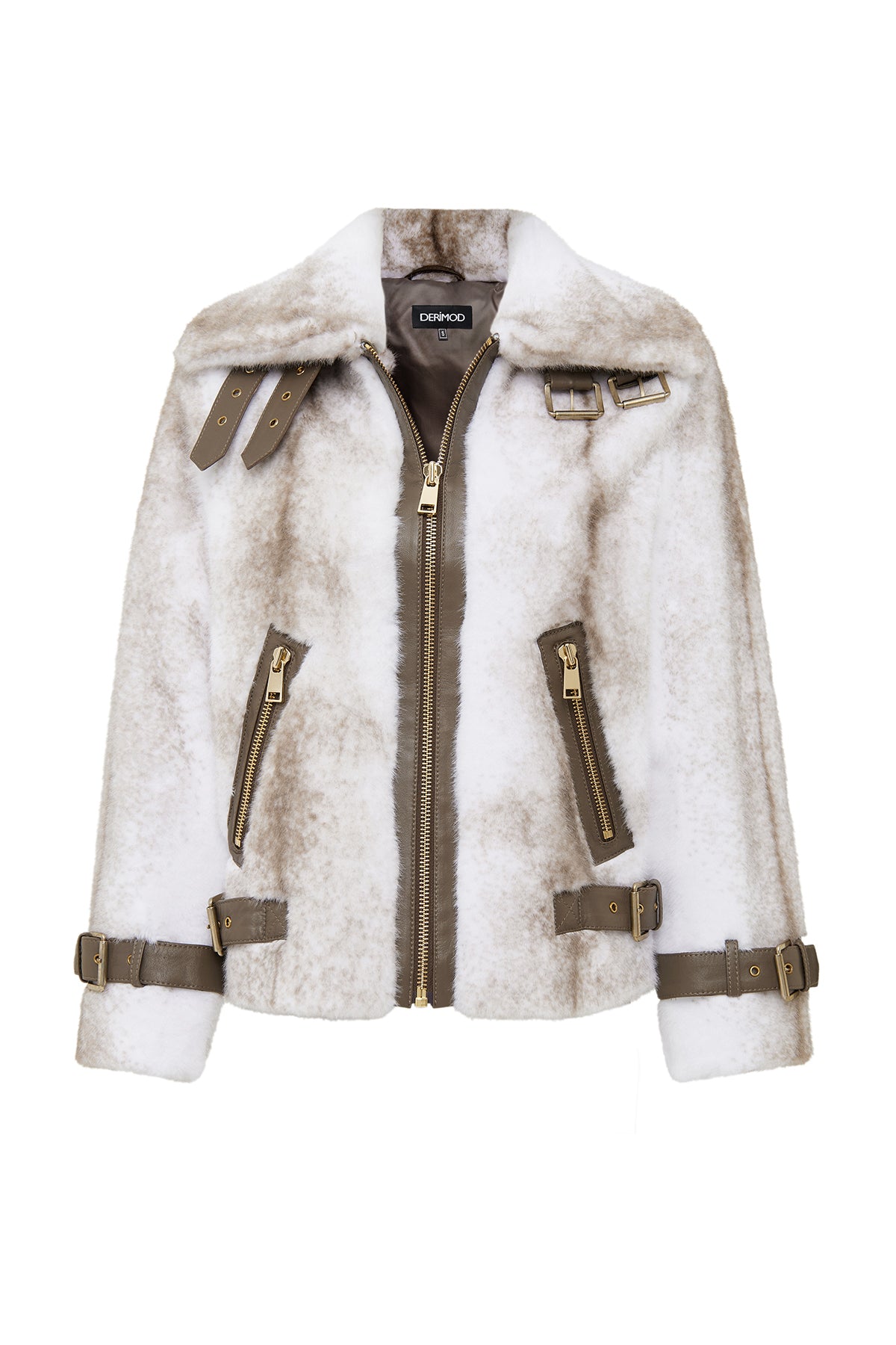 Anabel Kadın Beyaz Teddy Deri Mont