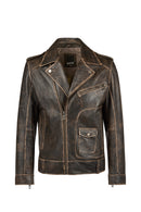 Carter Erkek Kahverengi Biker Deri Mont | Derimod