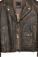 Carter Erkek Kahverengi Biker Deri Mont | Derimod