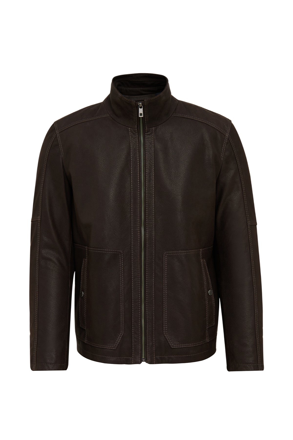 Costa Erkek Kahverengi Deri Ceket