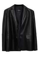 Rodrygo Men's Black Blazer Leather Jacket | Derimod