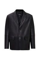 Rodrygo Men's Black Blazer Leather Jacket | Derimod