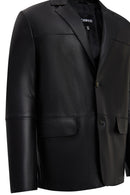 Rodrygo Men's Black Blazer Leather Jacket | Derimod
