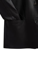 Rodrygo Men's Black Blazer Leather Jacket | Derimod