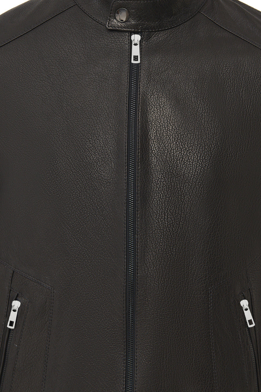 Insignia Men's Black Mandarin Collar Leather Jacket