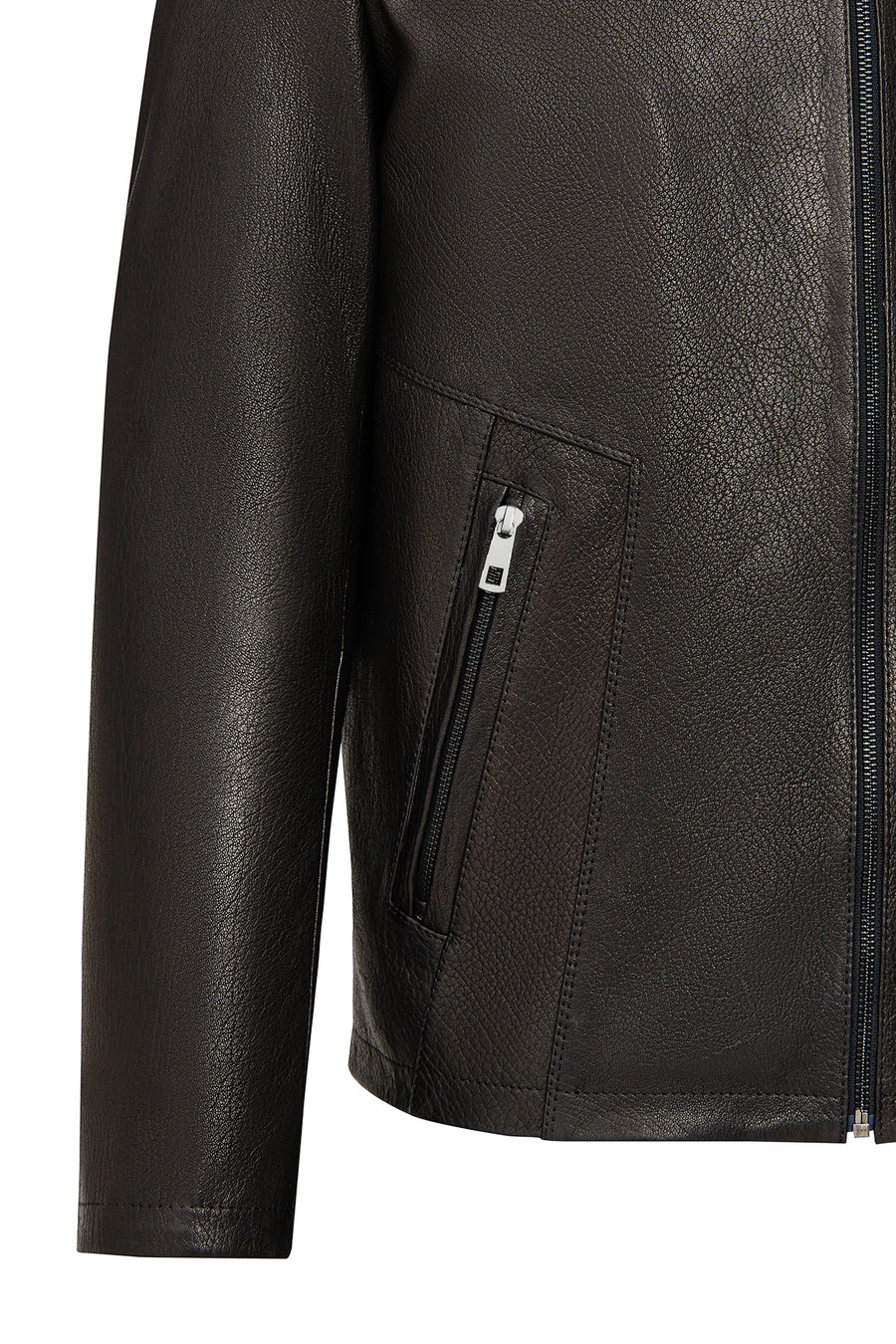 Insignia Men's Black Mandarin Collar Leather Jacket