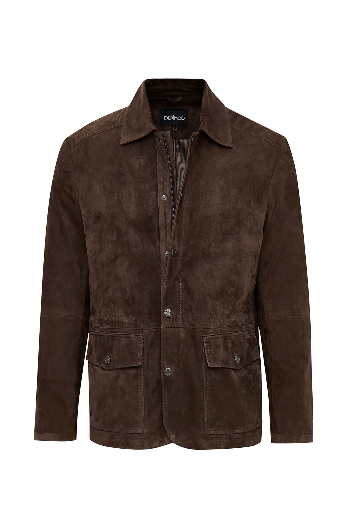Salah Erkek Taba Gömlek Yaka Süet Deri Ceket