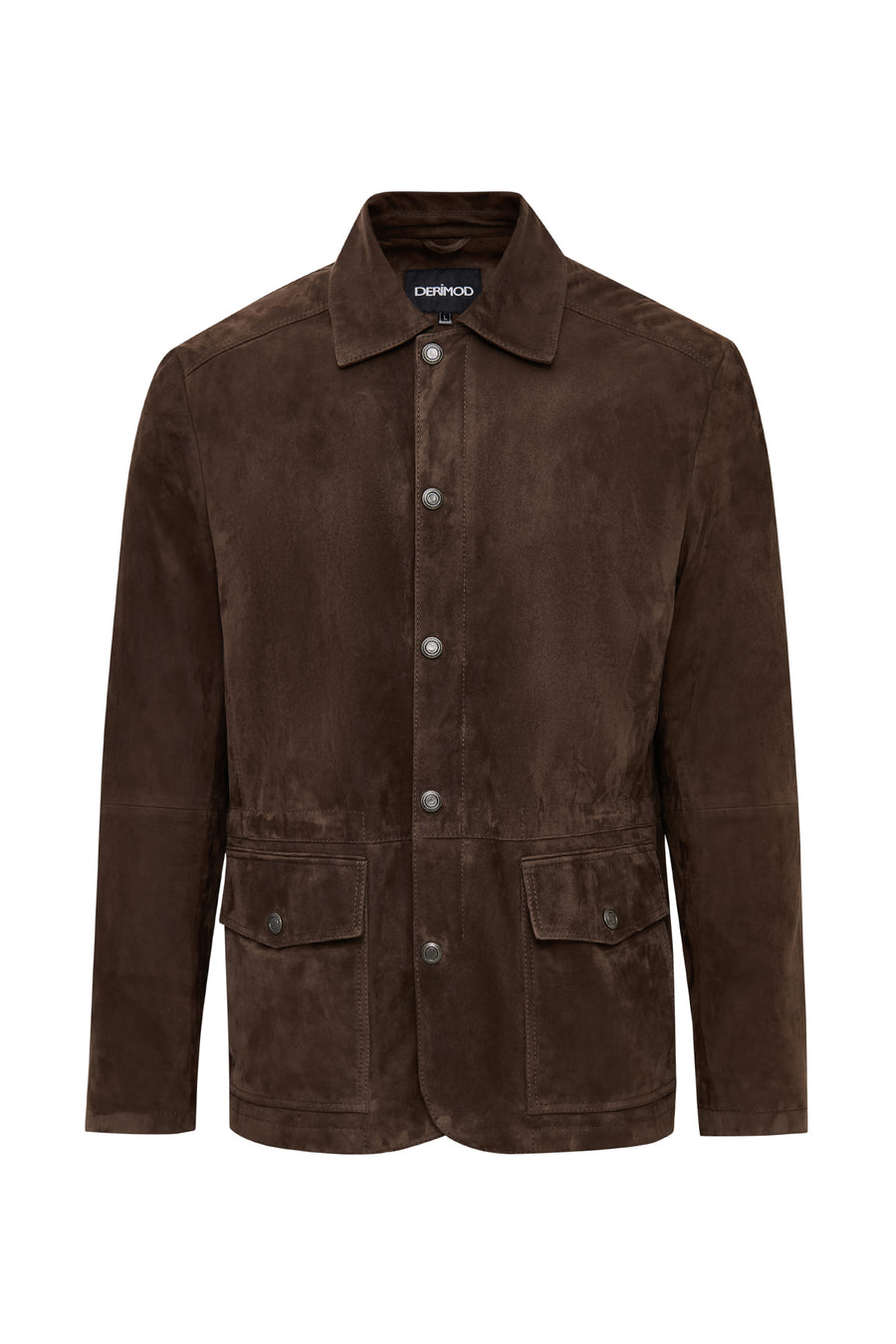 Salah Men's Tan Shirt Collar Suede Leather Jacket