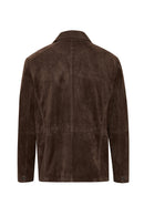 Salah Men's Tan Shirt Collar Suede Leather Jacket | Derimod