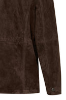 Salah Men's Tan Shirt Collar Suede Leather Jacket | Derimod