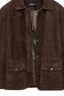 Salah Men's Tan Shirt Collar Suede Leather Jacket | Derimod