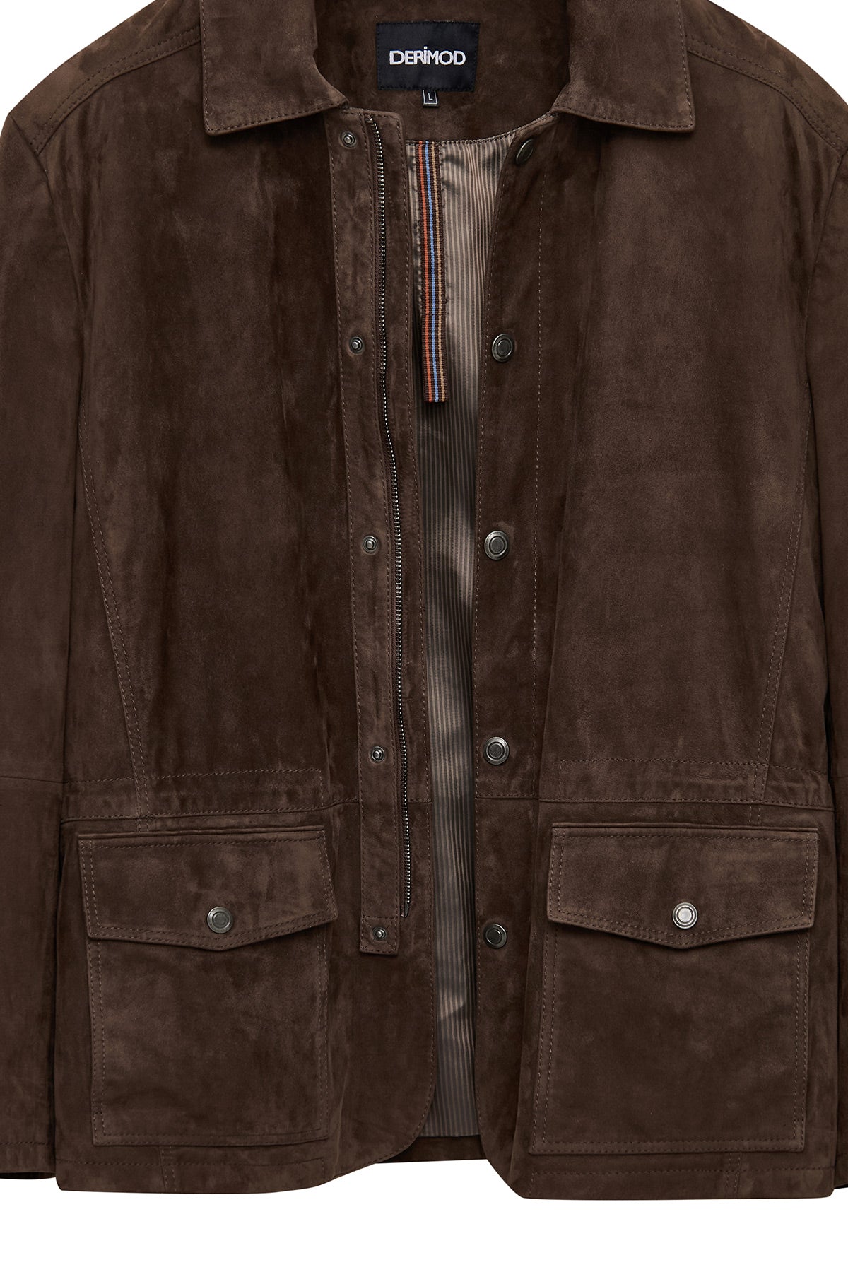 Salah Erkek Taba Gömlek Yaka Süet Deri Ceket