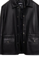 Salah Erkek Siyah Gömlek Yaka Deri Mont | Derimod