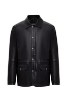 Salah Erkek Siyah Gömlek Yaka Deri Mont | Derimod