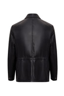 Salah Erkek Siyah Gömlek Yaka Deri Mont | Derimod