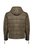 Wermer Men's Khaki Hooded Leather Jacket | Derimod
