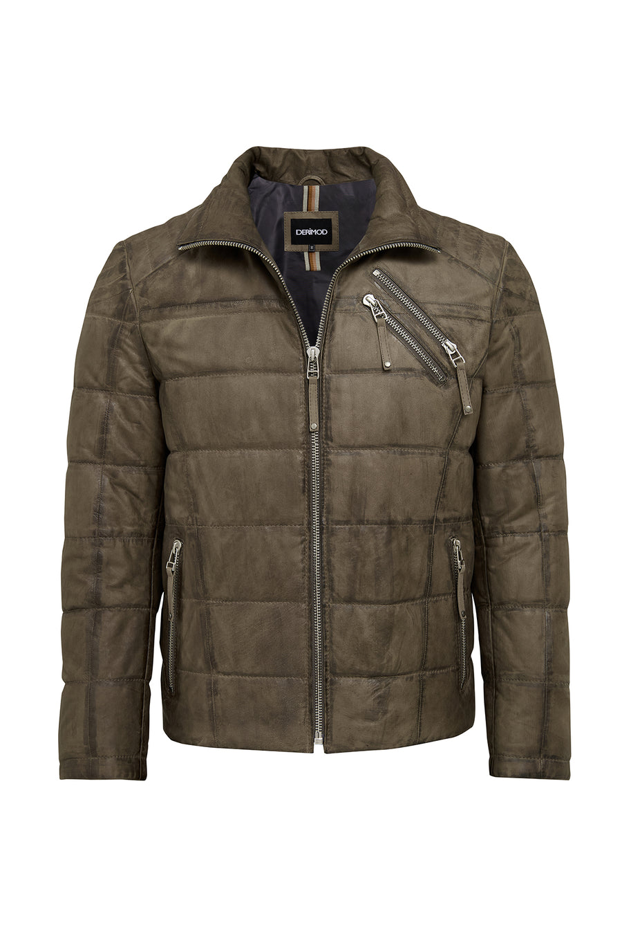 Wermer Men's Khaki Hooded Leather Jacket