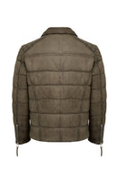 Wermer Men's Khaki Hooded Leather Jacket | Derimod