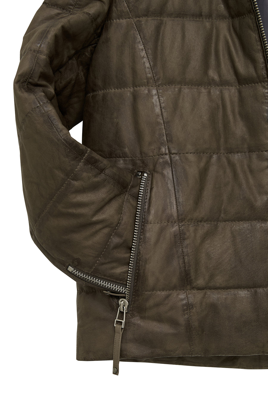Wermer Men's Khaki Hooded Leather Jacket