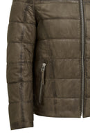 Wermer Men's Khaki Hooded Leather Jacket | Derimod