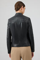 Tina Kadın Siyah Hakim Yaka Deri Ceket | Derimod