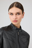 Tina Kadın Siyah Hakim Yaka Deri Ceket | Derimod