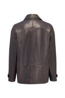 Rosalin Kadın Gri Gömlek Yaka Oversize Deri Mont | Derimod