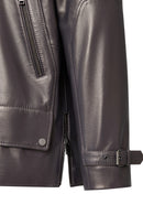 Rosalin Kadın Gri Gömlek Yaka Oversize Deri Mont | Derimod