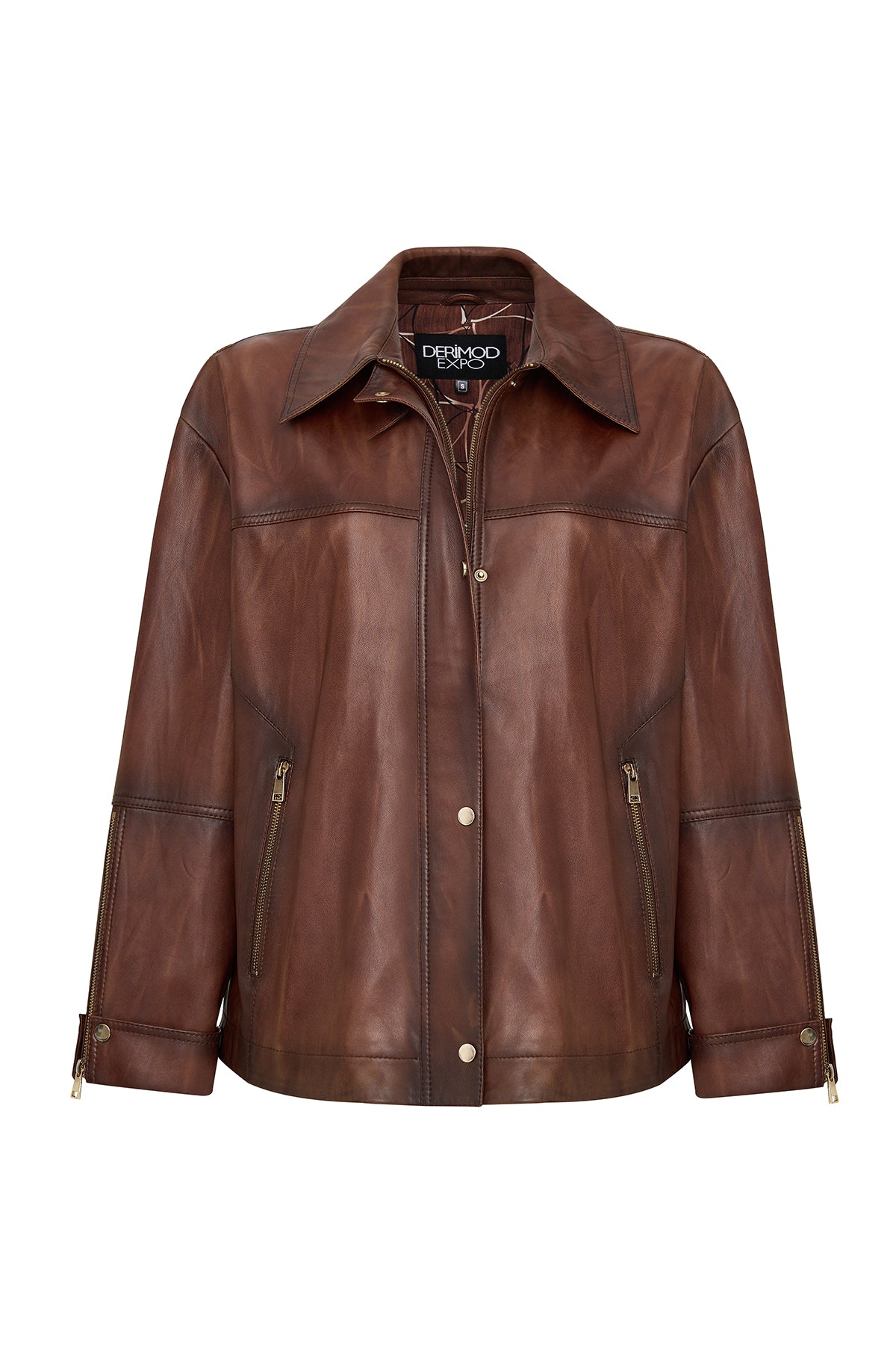 Daniela Kadın Kahverengi Kapüşonlu Uzun Oversize Deri Kaban 25WGE5328NC | Derimod