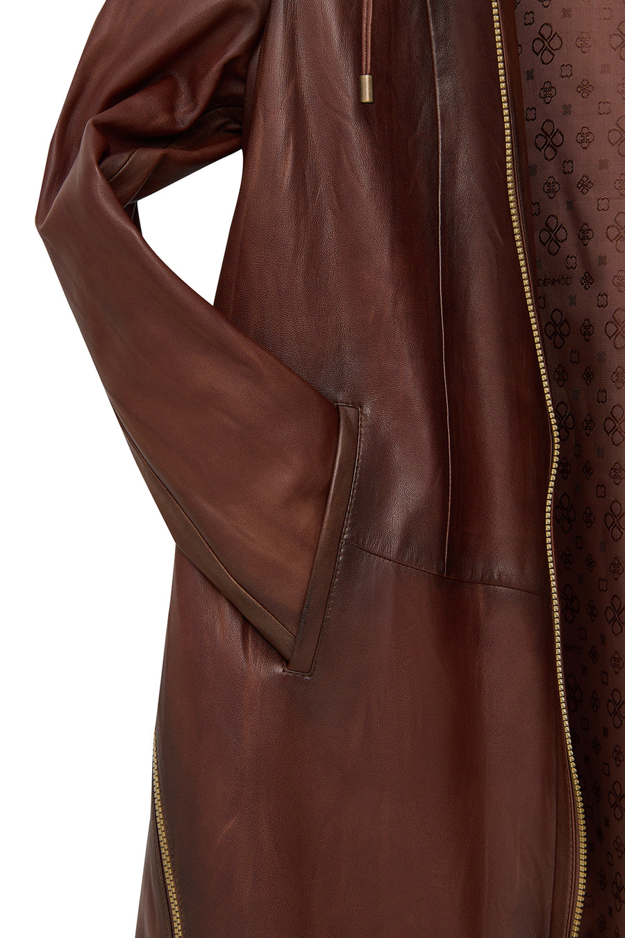 Daniela Women's Brown Hooded Long Oversize Leather Coat