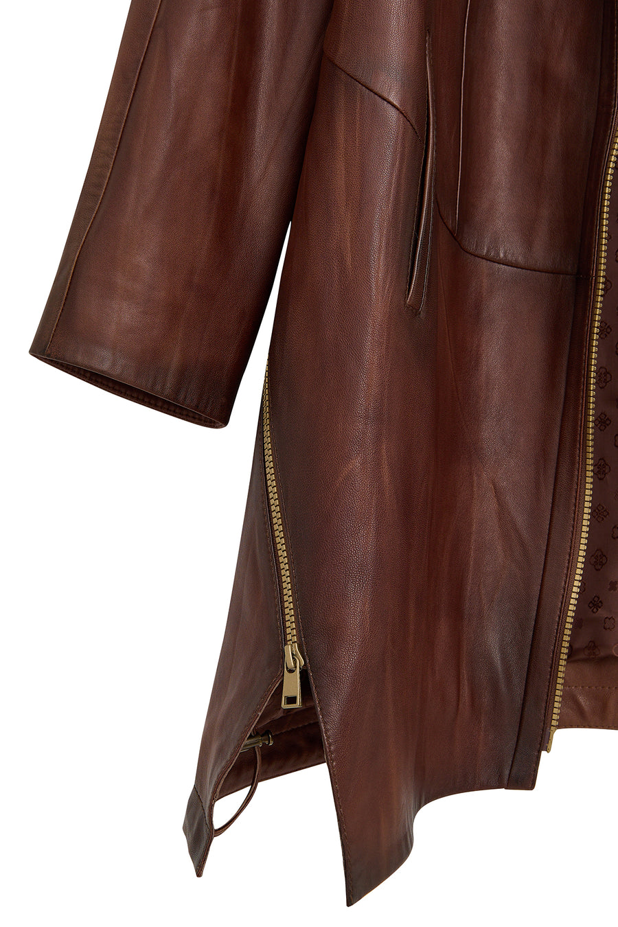 Daniela Women's Brown Hooded Long Oversize Leather Coat
