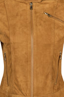 Kylie Kadın Camel Hakim Yaka Kısa Süet Deri Ceket | Derimod