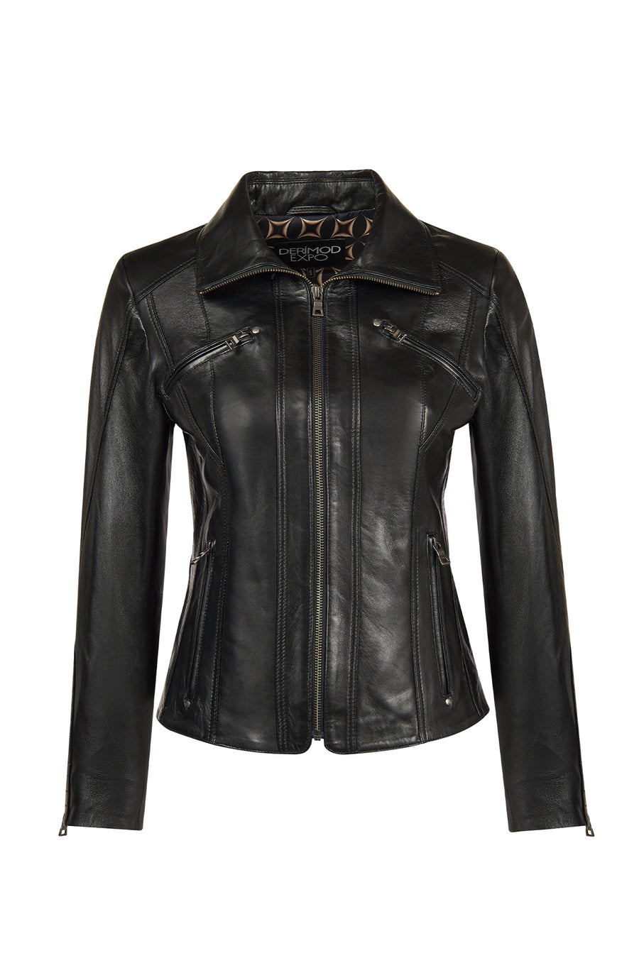 Janet Woman Black Short Leather Jacket 25WGE56021M | Derimod