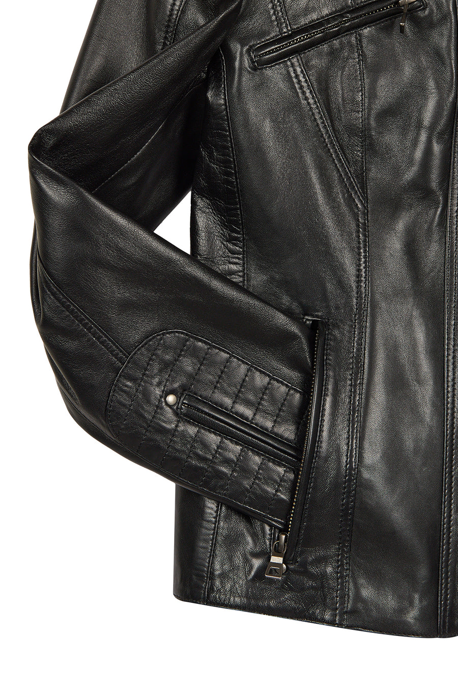 Janet Woman Black Short Leather Jacket