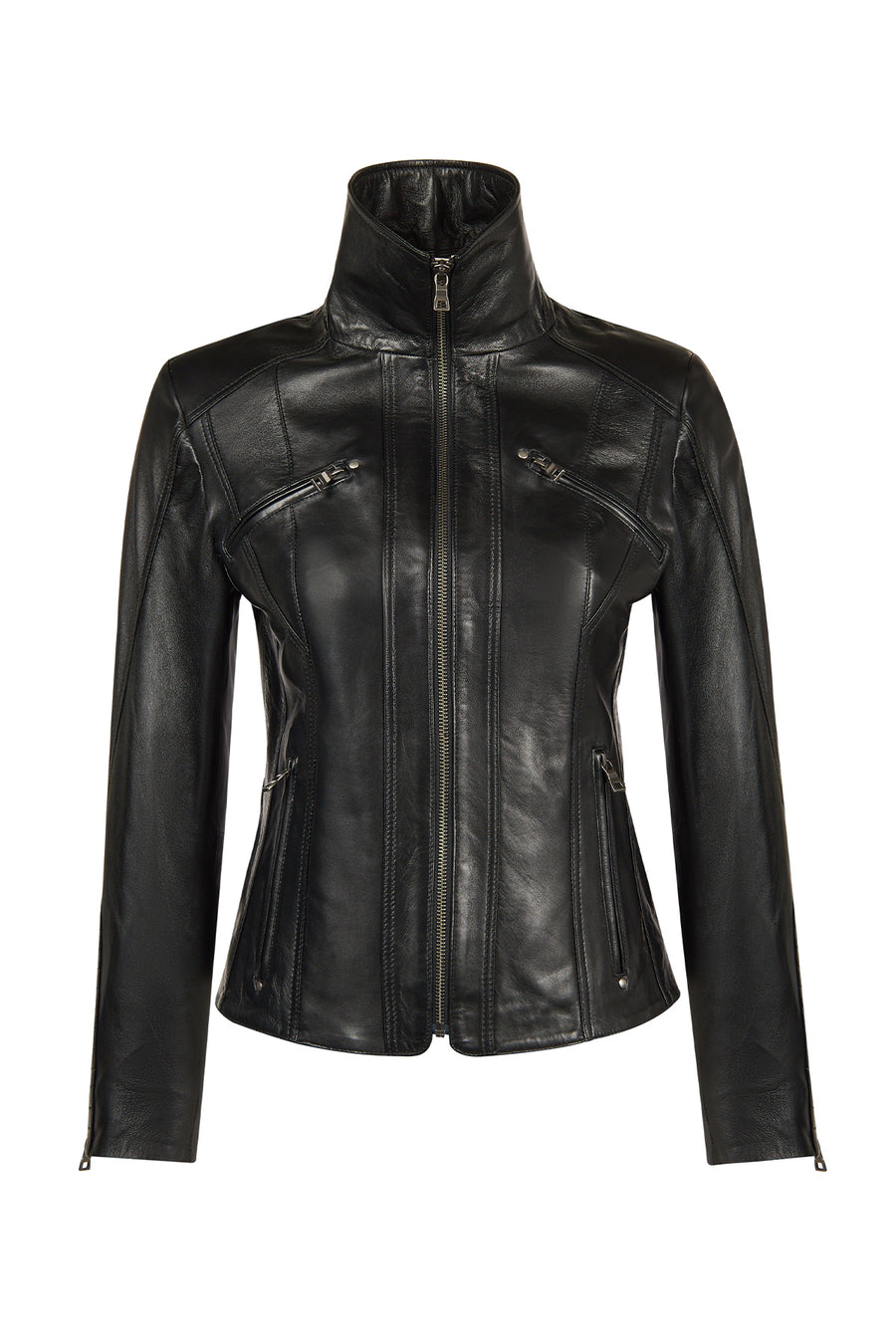 Janet Woman Black Short Leather Jacket