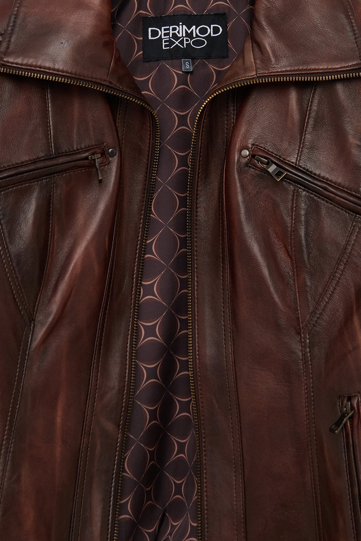 Janet Kadın Kahverengi Kısa Deri Ceket