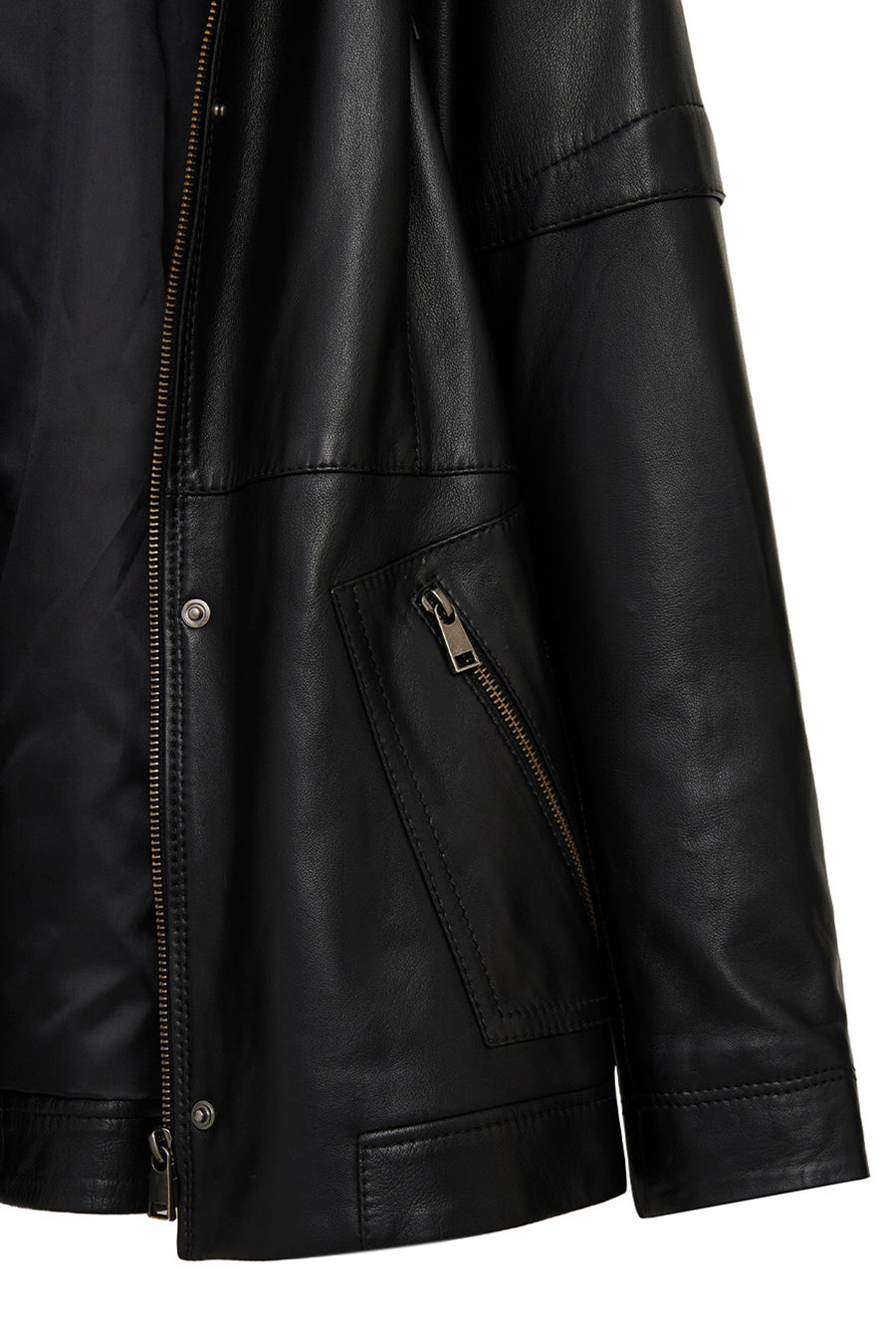 Hillary Women's Black Collar Fur Hooded Leather Coat