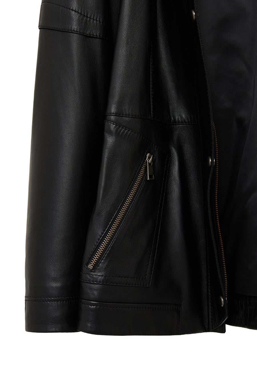 Hillary Women's Black Collar Fur Hooded Leather Coat
