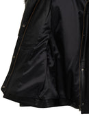 Hillary Kadın Siyah Yaka Kürklü Kapüşonlu Deri Mont | Derimod