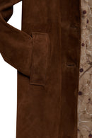 Emma Women's Brown Suede Leather Coat | Derimod