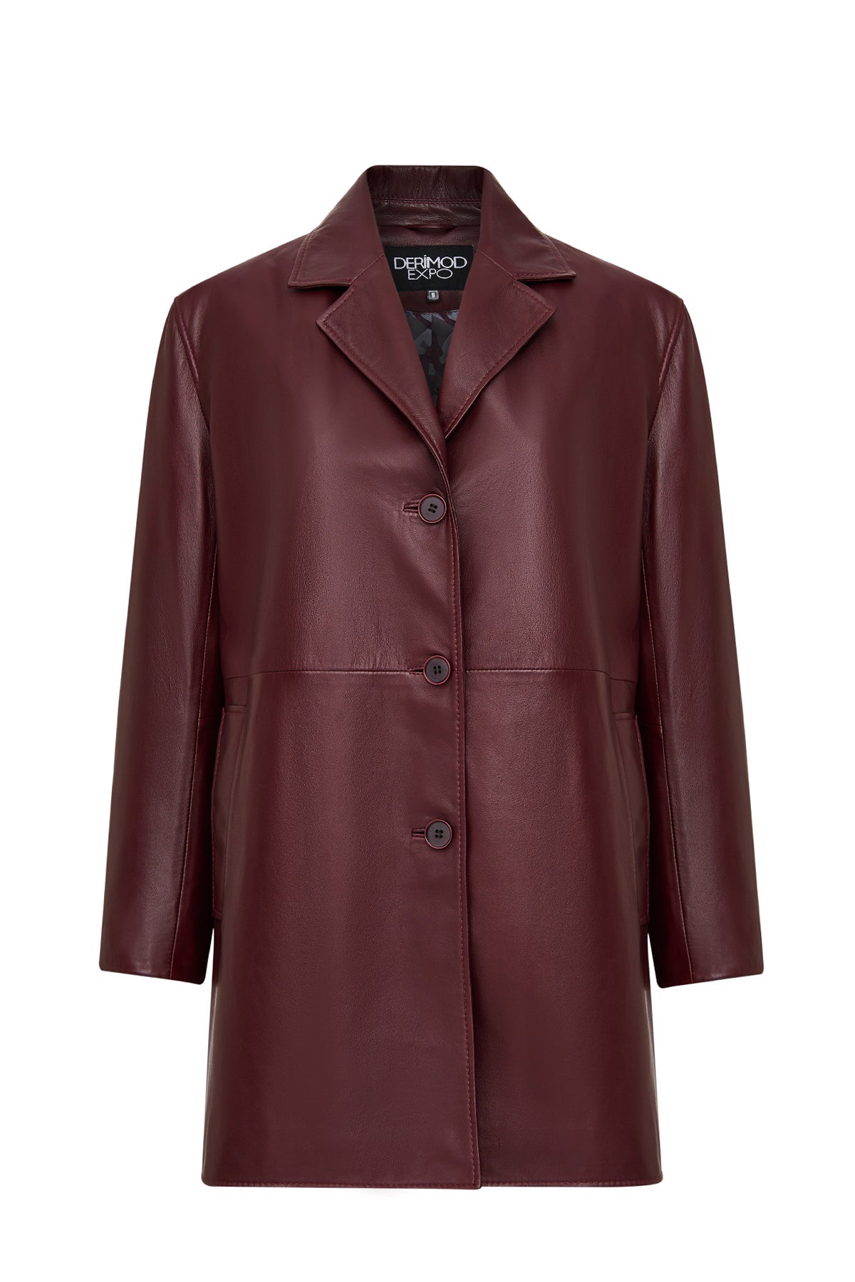 Emma Women's Burgundy Long Leather Coat 25WGE5606U4 | Derimod