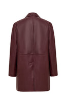 Emma Women's Burgundy Long Leather Coat | Derimod