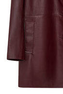 Emma Women's Burgundy Long Leather Coat | Derimod