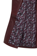 Emma Women's Burgundy Long Leather Coat | Derimod