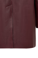 Emma Women's Burgundy Long Leather Coat | Derimod
